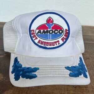 Vintage AMOCO East Anschutz Plant Trucker Hat White Mesh Cap Vintage Gasoline